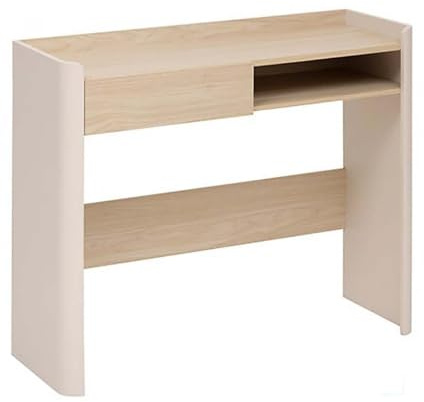 PEGANE Console Table Bureau avec Une Niche et 1 tiroir, Coloris chêne/Ivoire - Longueur 100 x Profondeur 35 x Hauteur 80 cm