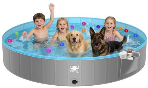 FORMIZON Piscina Pieghevole per Cani, Piscine per Cani Grandi e Piccoli, Antiscivolo, Portatile, Rigida, Piscina Cane per Animali Bambini (160)
