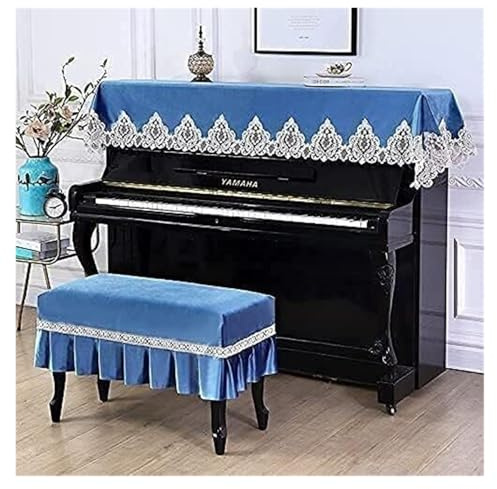 Staubschutzhülle für Klaviere, Staubdichte Abdeckung for elektronisches Klavier, staubdicht, modisch, schlicht, elegant(Blue,Twin)