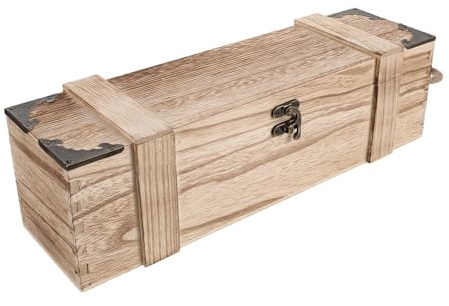 BESTOYARD Retro Wooden Wine Box Single Bottle Holder with Latch | Coffee Wood, Rope Handle, Gift Wrapping Case for Birthdays and Anniversaries
