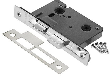 76mm Bolt Through Bathroom Mortice Lock to Suit a Brushed Chrome Finish L11176NP