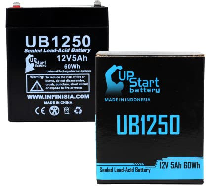 Replacement for Yuasa NPH5-12 Battery - Compatible UB1250 Universal Sealed Lead Acid Battery (12V 5Ah 5000mAh F1 Terminal AGM SLA) - Includes TWO F1 to F2 Terminal Adapters