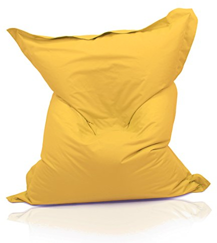 Kinzler S-10137/06 XXL Riesensitzsack, 140x180 cm, neue Styroporkügelchen, Sitzsack Outdoor Indoor, in vielen verschiedenen Farben, mit Innensack, gelb