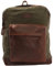 LECONI Rucksack Lederrucksack für Damen & Herren Vintage-Style Schulrucksack Retro Freizeitrucksack DIN A4 backpack Wanderrucksack aus Leder & Canvas 30x40x12cm LE1015-C, Grün / Braun, L