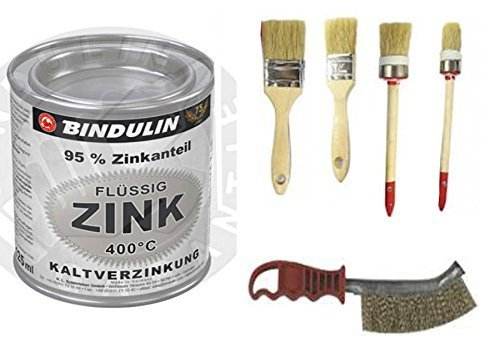 750 mlFlüssig-Zink Dose Farbe: silber Flüssig-Zink Dose Farbe: silber inkl. 4er Set Pinsel und Drahtbürste (0.750 kg)()