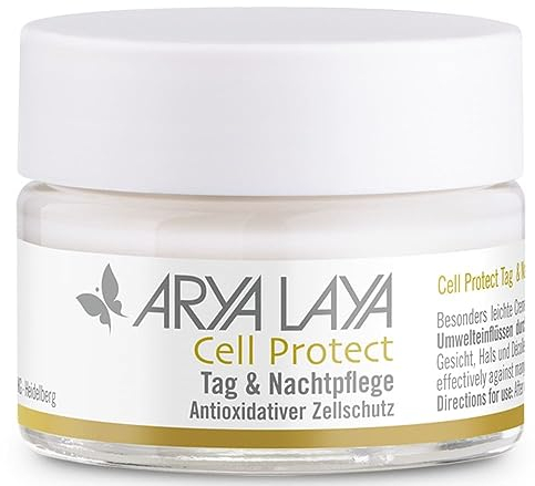 ARYA LAYA Cell Protect Tag & Nachtpflege, 50 ml: leichte Creme mit Anti-Pollution-Effekt, schützt die Haut vor Umwelteinflüssen durch Antioxidanten und Radikalfänger, vegan
