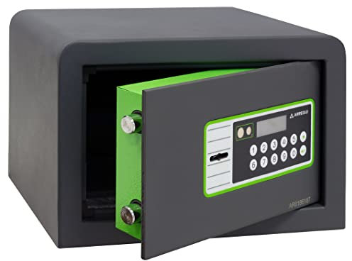 ARREGUI Supra 240010 Caja fuerte con llave y codigo, facil de usar | Caja de seguridad movil, apertura con teclado y con llave | Caja fuerte electronica para casa, doble seguridad | 20x31x20 cm |8L