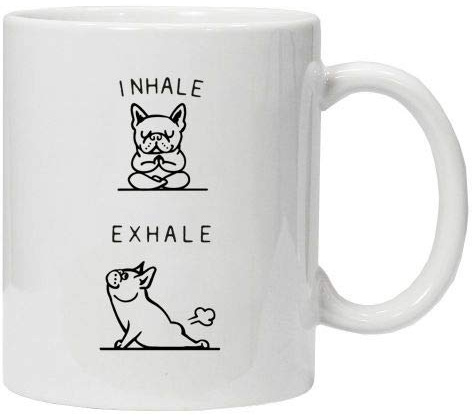 Acen Merchandise Inhale Exhale Dog Yoga - Novelty 11oz Premium Quality Gift Drinking Mug & Gift Box Set Tea Coffee for Office Work Home
