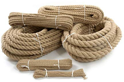 Natural Jute Rope Twisted Braided Decking Garden Boating Sash 6mm - 40mm (28mm, 5m)