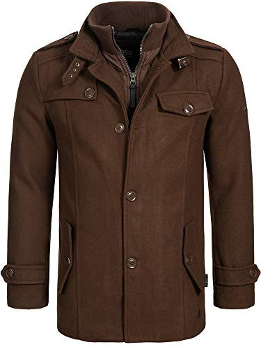 Indicode Herren Brandon Kurzmantel mit Stehkragen | Herrenmantel Wollmantel Mantel Männer Demitasse, M
