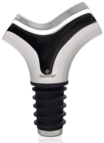 Gcurtain 【GEWINNER VON iF Design Award 2020】 Gdesign Weinflaschenverschluss aus massivem Edelstahl polierte Ausführung, Geschenkverpackung