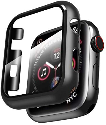 Uluck 2 Stück Displayschutz für Apple Watch Series Serie 3/2 38mm, 2 Pack Hülle kompatibel mit temperiertem Glasschildschirmschutz, Hard-PC-Hülle Ultra-dünner Gesamtschutzabdeckung