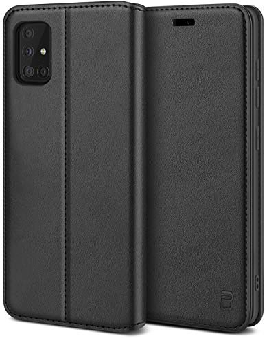 BEZ® Coque pour Samsung A51, Etui Housse pour Samsung Galaxy A51 en Cuir Premium Flip Case Portefeuille, à Rabat avec Porte-Cartes de Crédit, Fermeture Magnétique, Noir