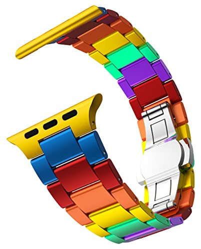 GELISHI Bracelet coloré compatible avec les bracelets de montre Apple pour homme et femme de 46, 45, 44, 42 mm, bracelet de rechange en aluminium ultra fin pour montres de séries 11, 10, 9, 8, 7, 6, 5