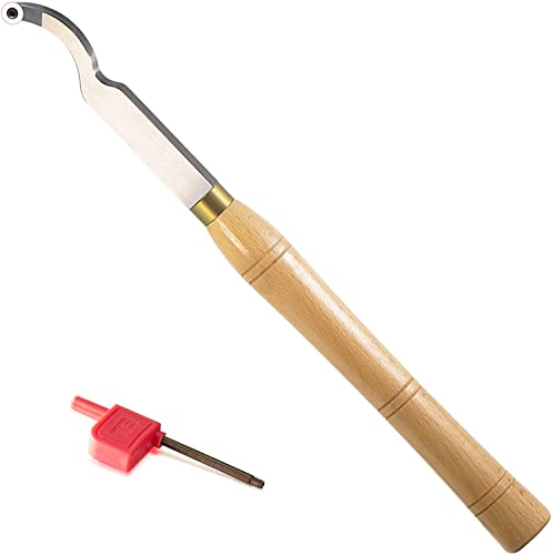 Mini Hollower Swan Neck Woodturning Lathe Tipped Bended Chisel Tool with 12 mm Round Carbide Insert, 16 Inch Length