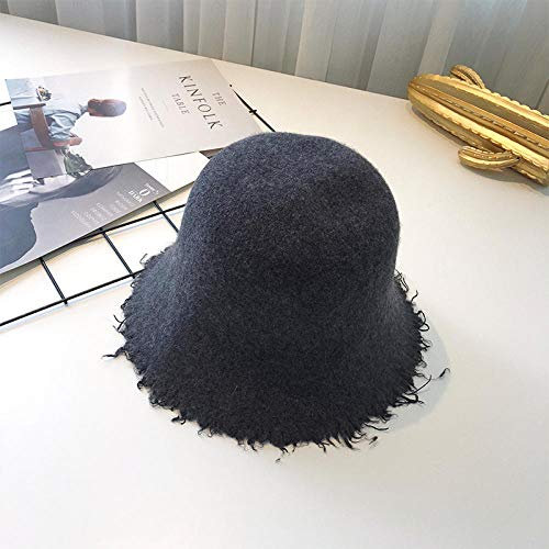 Bucket Hat Hut Damen Herren Bucket Hats Women Shade Sun Damenhut Solid Ladies Caps Sweet Thick Hat -Dark_Gray_56-58Cm