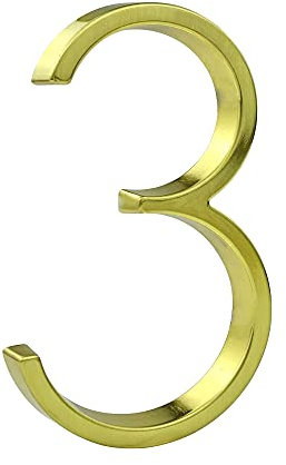 HASWARE Floating House Number Sign: 5 inch Modern Door Signage - Striking for Street Home Address Numerals (3, Golden)