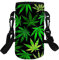 Jeiento Water Bottle Sleeve Carrier Bag with Green Leaves Pattern with Adjustable Suspender with Shoulder Strap Suitable for Children and Adults(500-750ML)