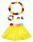 duoyif Hula Rock Hawaii, Party-Hula Mit Kranz Blumenkette, Hula Rock Für Kinder Damen Herren, Gras Party Kostüm Set, Grasröcke Für Karneval Strandpartys Cheerleading Geburtstagsparty 40Cm (Gelb)