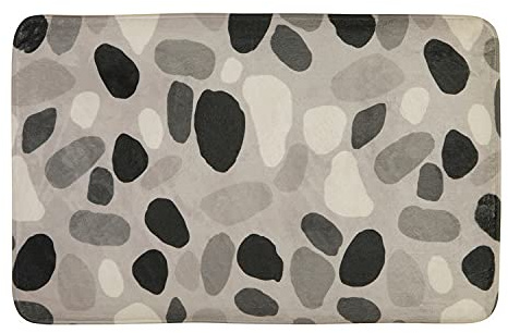 Premier Housewares Bath Mat Set Soft Non-Slip Bath Mats For Bathrooms Made from Polyester Gray and White Pebble Pattern 50 x 1 x 80
