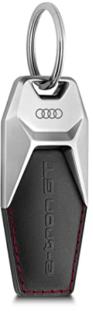 Audi 3182100300 Schlüsselanhänger e-tron GT Metall Leder Anhänger Keyring Gravur, schwarz/silber/rot, Einheitsgröße