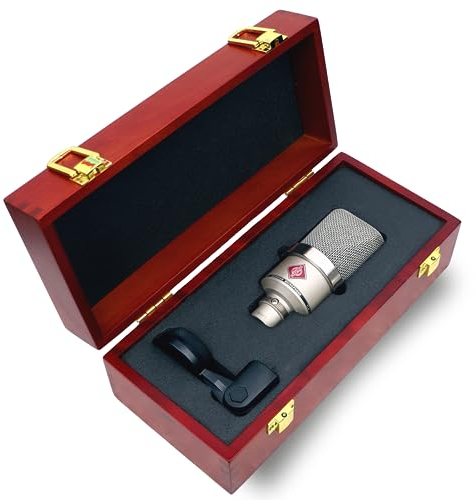 Melon Audio Mikrofonhülle aus Holz für Neumann TLM 102, Mikrofonbox, schützende Holz-Hartschale, Premium-Mikrofonhülle mit Schaumstoffeinsatz für TLM-Mikrofon und Mikrofonständer
