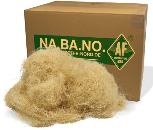 Nabano Stopf-Hanf - Stopfwolle aus Hanffasern zur Wärmedämmung & Isolierung - natürliche Hanf-Dämmung - Hanfwolle - Dämmstoff - Stopfdämmung - 1-25 Kg, Gewicht:5 Kg