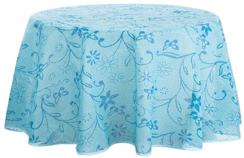 Brandsseller Gartentischdecke Premium Ø ca. 160 cm Geschäumt Wetterfest Pflegeleicht Strapazierfähig Tischdecke | Für Garten | Balkon | Camping | Rund | Blau Motiv 6