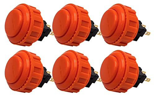 Set di 6 pulsanti da gioco arcade avvitabile SANWA OBSN-24 Colore: Arancione Retro Gaming Bartop Videogiochi