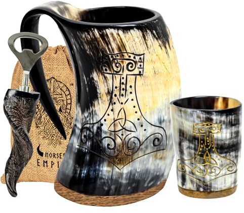 Norse Empire Mugs & Horn Combo (Natural Mjolnir – Combo)