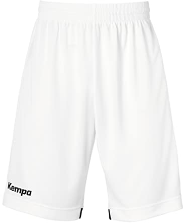 Kempa Herren Player Long Kurze Hose Shorts Für Sport Fitness Gym Basketball Handball Jogginghose Mit Elastischem Bund, Weiß/Schwarz, M EU