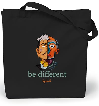 Loxato Jutebeutel - Schwarz Bedruckt, Stoffbeutel B35 x H42 x T8 cm - 100% Baumwolltasche - Einkaufstasche - Damen Shopper
