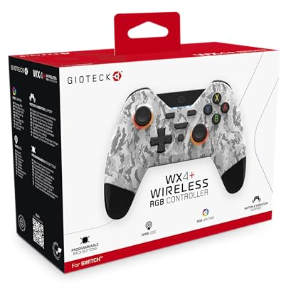 Gioteck WX4+ Nintendo Switch Wireless Controller - Light Camo - mit anpassbarer RGB-Beleuchtung und programmierbaren Rücktasten - Bluetooth-kompatibel