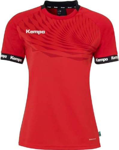 Kempa Herren Wave 26 Shirt Women Damen Mädchen Sportshirt Kurzarm Funktionsshirt Handball Gym Fitness Trikot, Rot/Chilirot, M EU