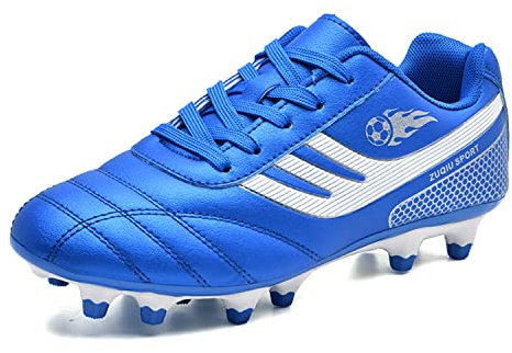 BOTEMAN Fussballschuhe Kinder Soccer Boots Jungen Fußballschuhe Mädchen Turnschuhe Trainingsschuhe Sportschuhe Stollen Kinderschuhe für Outdoor,Blau,35 EU