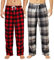 U2SKIIN Pyjamahose Herren lang kariert Schlafhose Schlafanzughosen für Herren Fleece Pyjama Hosen Nachtwäsche Freizeithose mit Taschen (Büffel Karo Rot+Grau Schwarz Kariert, L)