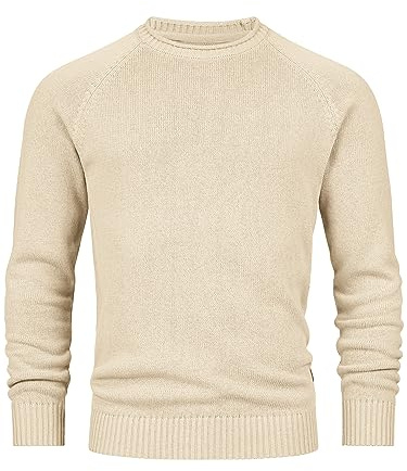 Indicode Herren INMassum Strickpullover Cardigan mit Rundhals-Ausschnitt | Klassischer Feinstrickpullover aus weicher Baumwolle, Strickpullover, Herrenpullover, Freizeitpullover, Pullover für Männer