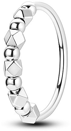 NARMO 925 Sterling Silber Ringe für Frauen Mädchen Perlen Ringe Einfache Ringe Statement Ring Stapelbare Finger Ring Größe 60mm