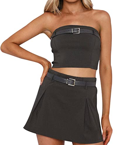 XIUH , einfach, Alles, dekorativer, kurzer Rockanzug Unterrock Dirndl (Grey, S)