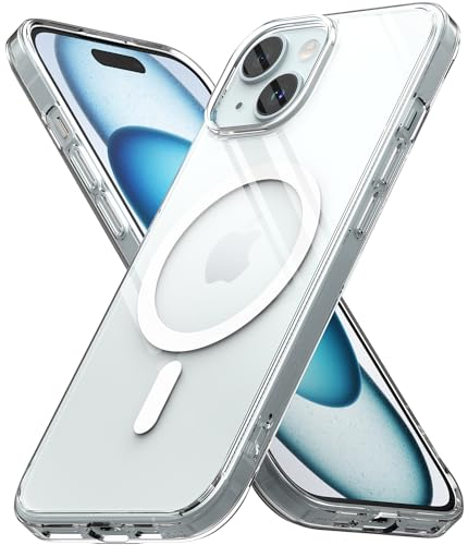 Ringke Fusion Magnetic für iPhone 15 Hülle, [Kompatibel mit MagSafe] Dauerhafte Transparenz Kratzfest Transparente Weicher Bumper Handyhülle für Magnetisches Laden/Zubehör - Clear