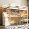 ZYLOYAL10 Kinderhochbett Baumhaus mit Stauraumtreppe 90 * 200cm, Massivholz+MDF, Etagenbett, Kinderbett mit großen Schreibtisch und Regalen, Umweltfreundliche Farben