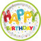 Unique 73104EU Eco-Friendly Paper Plates-18 cm-Happy Balloon Birthday Party-8 Count (Pack of 1), Multicolour
