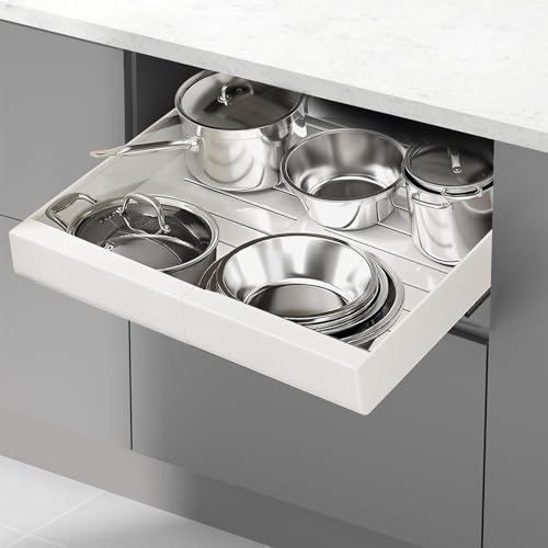 Cajón Telescópico,Cajones Extensibles (11,7-19,7),Estantes de Almacenamiento para Armarios de Cocina,Organizador para Sacar con Adhesivo Nano Film para Ollas,Organización de Armario de Cocina
