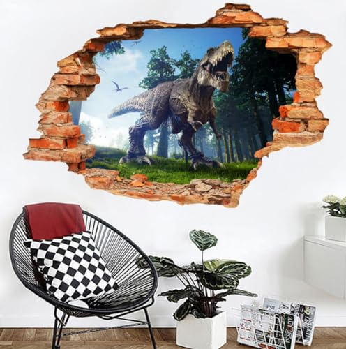 2-stücke Der Kinderzimmerdekoration 3d Gebrochene Wand Dinosaurier Aufkleber, Wohnzimmer Schlafzimmer Selbstklebende Entfernbare Dekorative Aufkleber, Hintergrund Dekorative Wandaufkleber 59,88cm