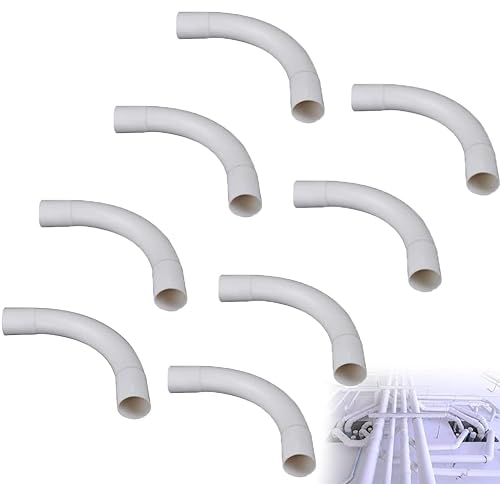 Coudes pour Tube Isolant,8pcs Tube Électrique Manchonné en PVC,90 Degrés Connecteur Raccord de Tuyau,Coudes de Tuyau pour Extérieur et Intérieur,20mm