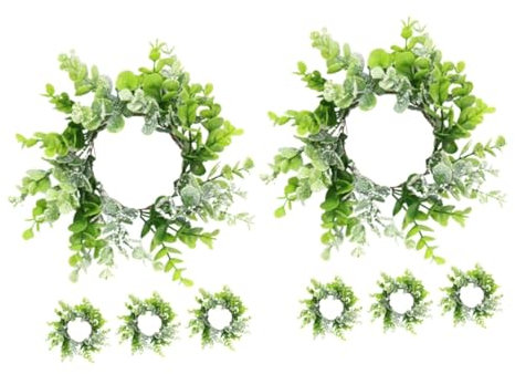 MAGICLULU 8 STK Kerzengirlande Hochzeitsdekoration Kerzenhalter Blumengirlande Ringe weihnachtlicher tischkranz Weihnachtskranz Girlande Pflanze Eukalyptus Leuchter Eisen