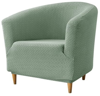 Surwin Sesselbezug Jacquard Gestreift Sesselschoner, Einfarbig Samt Sesselüberwurf Chair Schonbezug Sofabezug für Clubsessel Lounge- & Cocktailsessel (Matcha Grün,One Size)