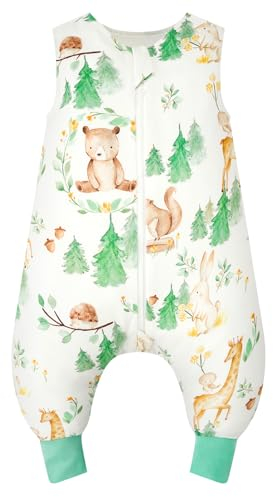 WYTbaby Schlafsack mit Füßen 1.0 Tog, 100% Baumwolle Schlafsack mit Beinen Ganzjahres Babyschlafsack für Junge Mädchen 90cm (Kinder Höhe 90-100cm)