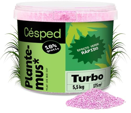 PLANTEMUS Fertilizante Césped Verde Efecto Turbo - Verde en 15 días - Abono de microcristales Ultrasolubles, Tecnología Alemana