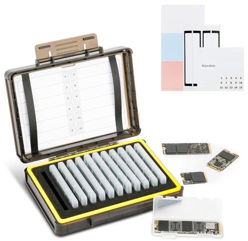 Dual Protect Hard M.2 SSD Halter mit 12 PCS Einzelner klarer M.2 NVMe Fall für M.2 2280 2260 2242 2230 SSD Speicher, wasserdichter M.2 2280 SSD Kartenkoffer mit Label, Notizbuch